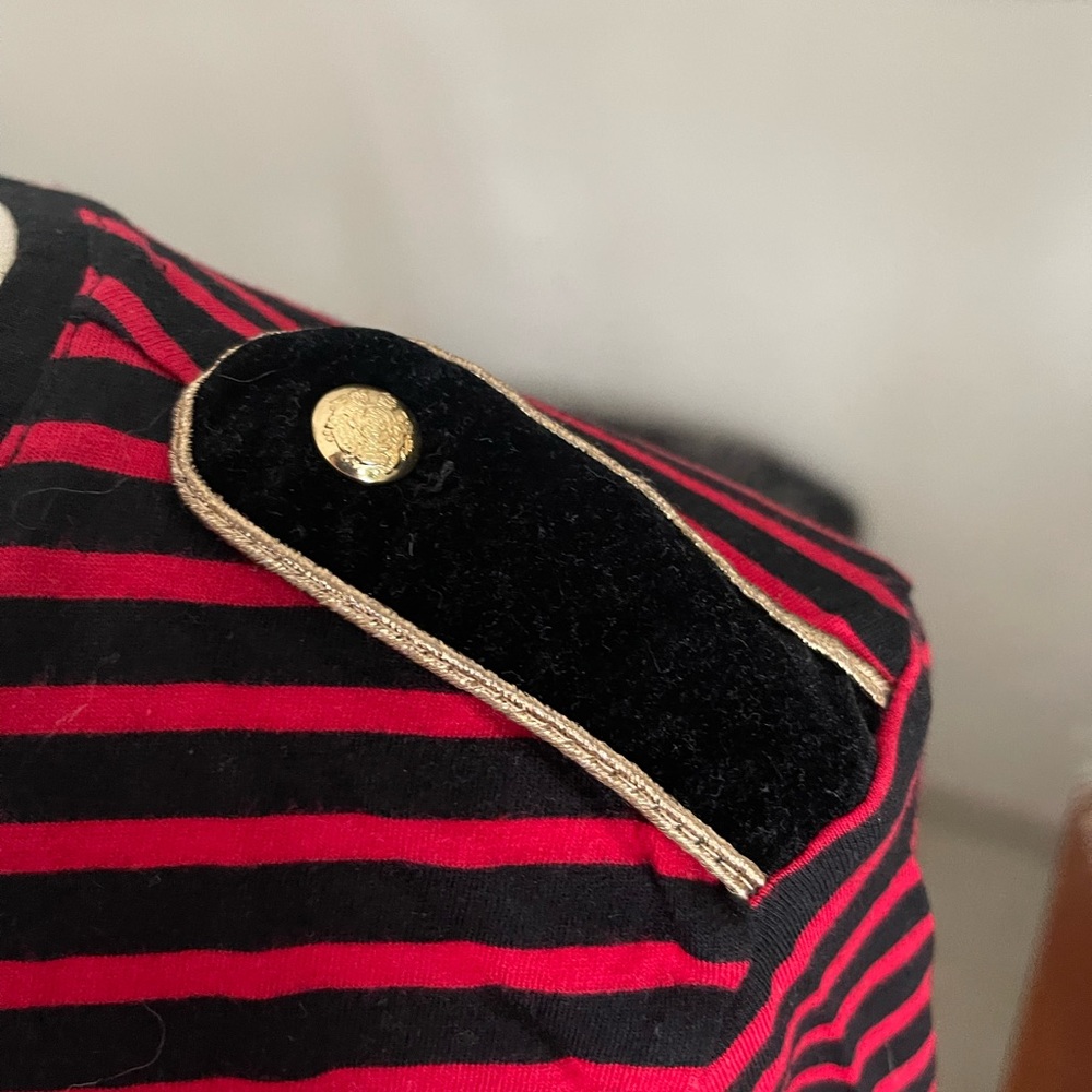 Ralph Lauren red & black stripe long sleeve tee sz small petite.